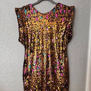 Sequin Leopard Print Mini Dress